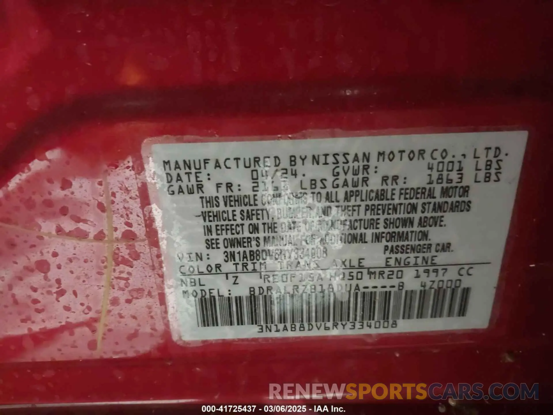 9 Photograph of a damaged car 3N1AB8DV6RY334008 NISSAN SENTRA 2024