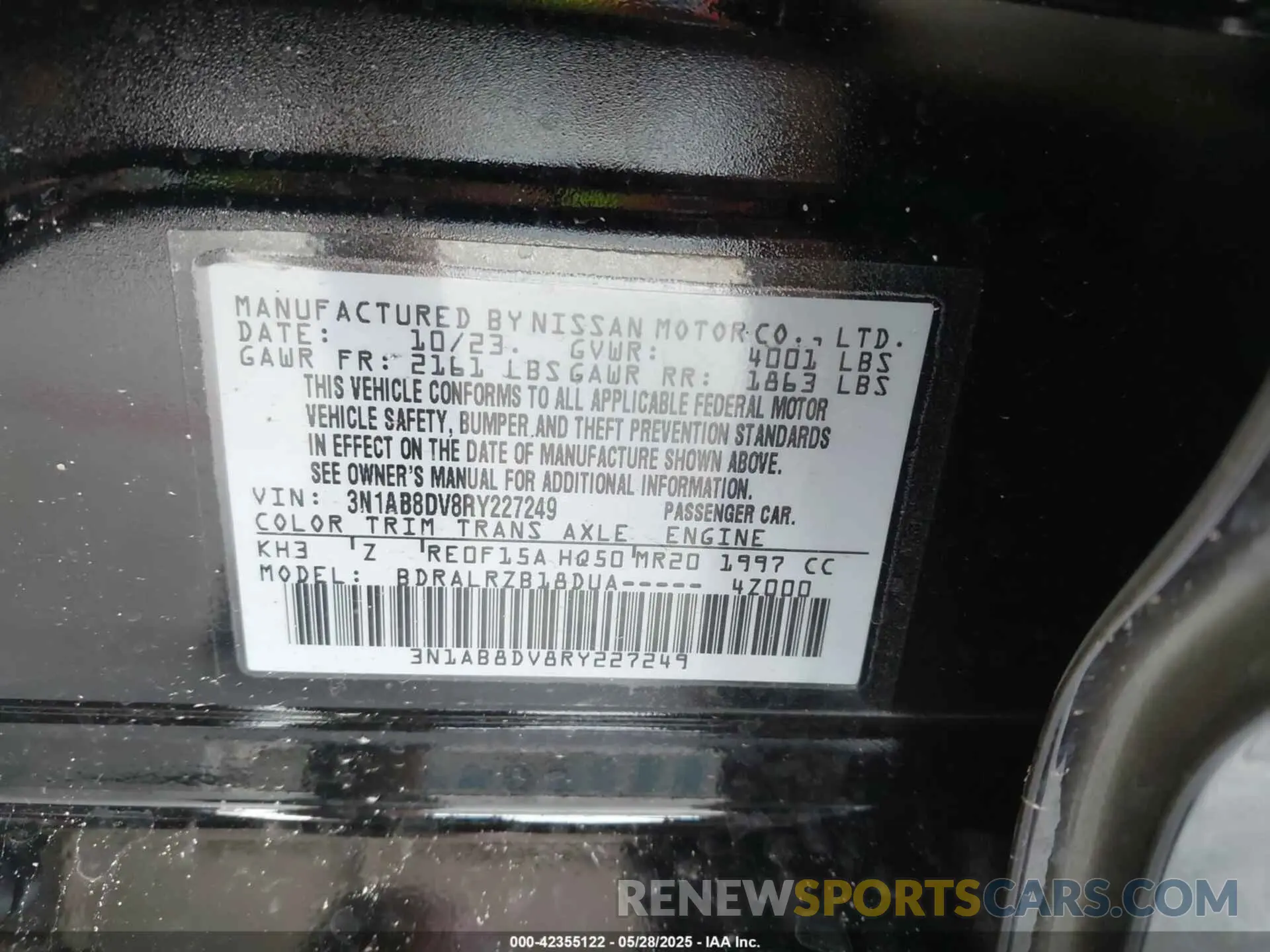 9 Фотография поврежденного автомобиля 3N1AB8DV8RY227249 NISSAN SENTRA 2024