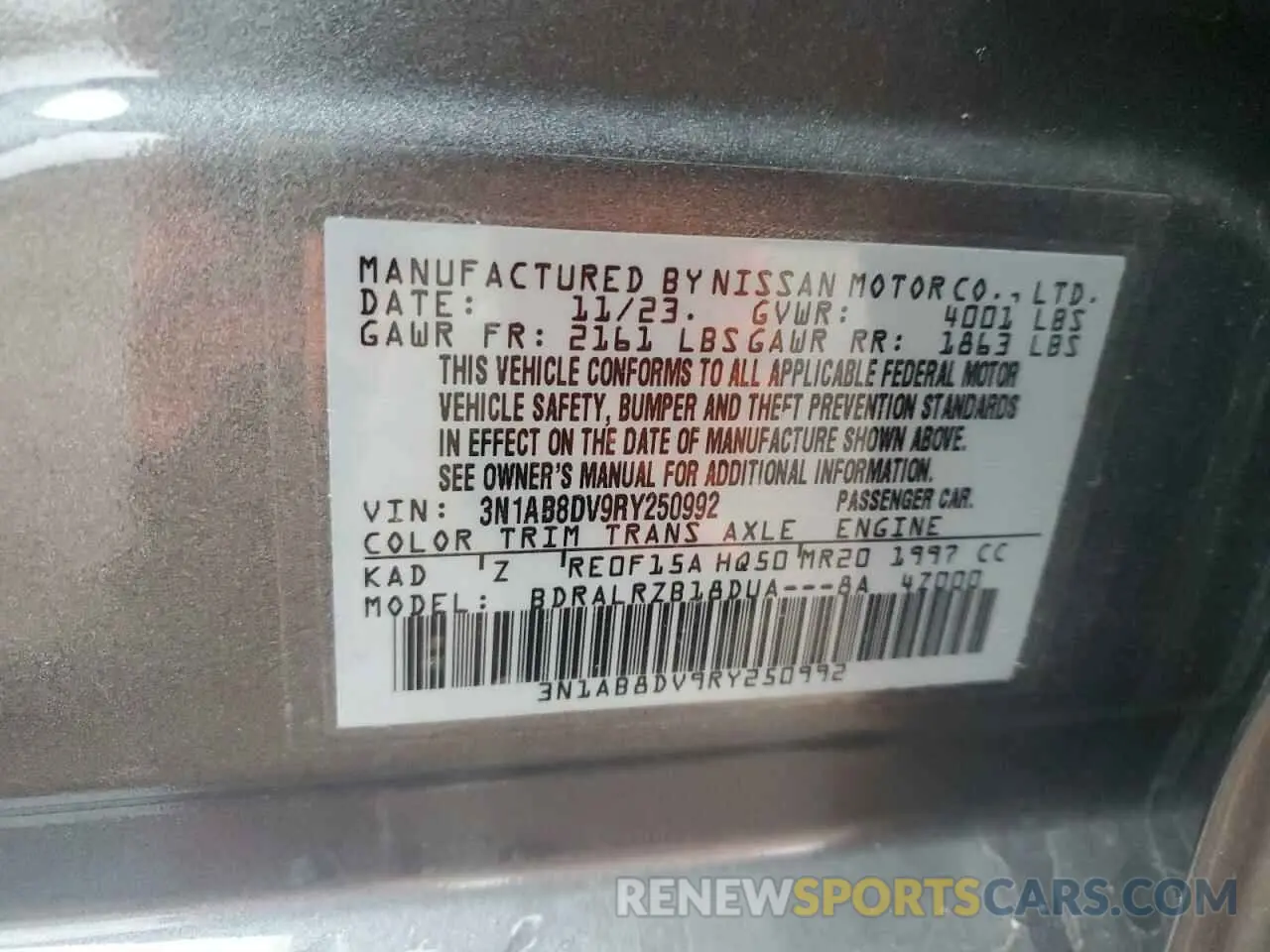 12 Фотография поврежденного автомобиля 3N1AB8DV9RY250992 NISSAN SENTRA 2024