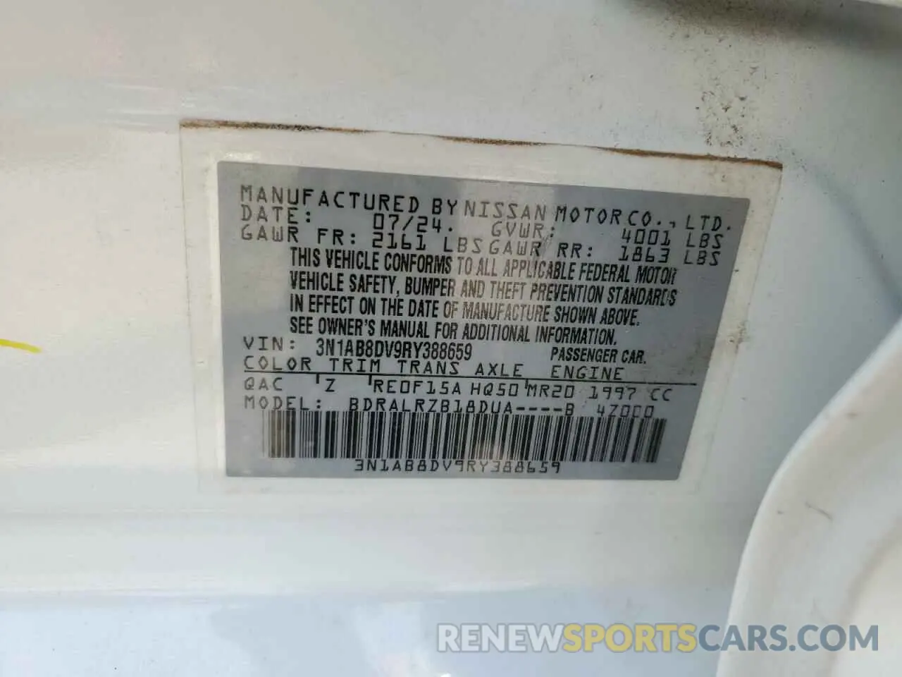 12 Фотография поврежденного автомобиля 3N1AB8DV9RY388659 NISSAN SENTRA 2024