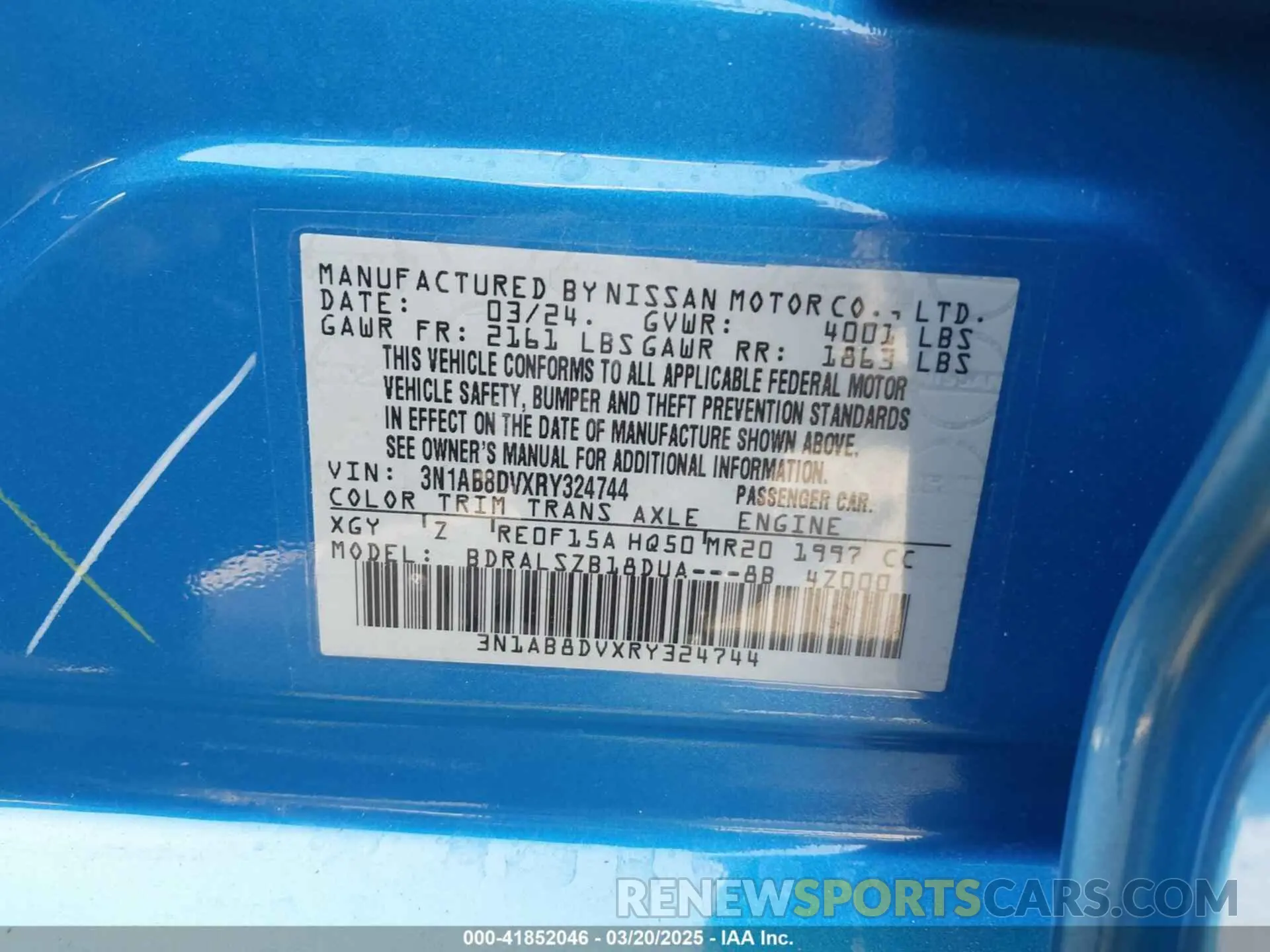 9 Photograph of a damaged car 3N1AB8DVXRY324744 NISSAN SENTRA 2024