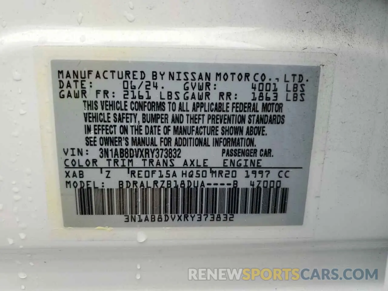 13 Фотография поврежденного автомобиля 3N1AB8DVXRY373832 NISSAN SENTRA 2024