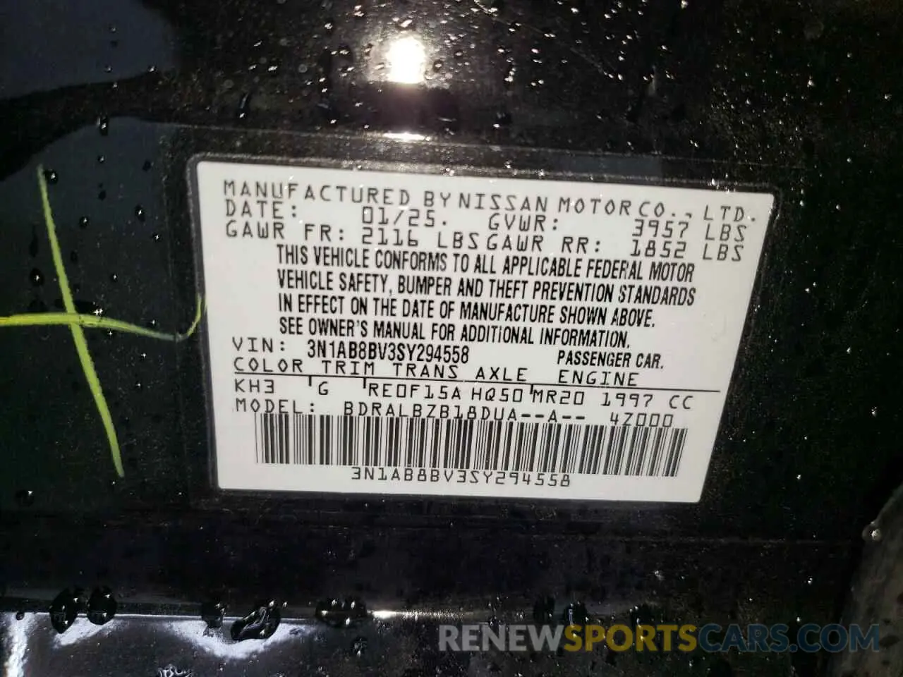 13 Фотография поврежденного автомобиля 3N1AB8BV3SY294558 NISSAN SENTRA 2025