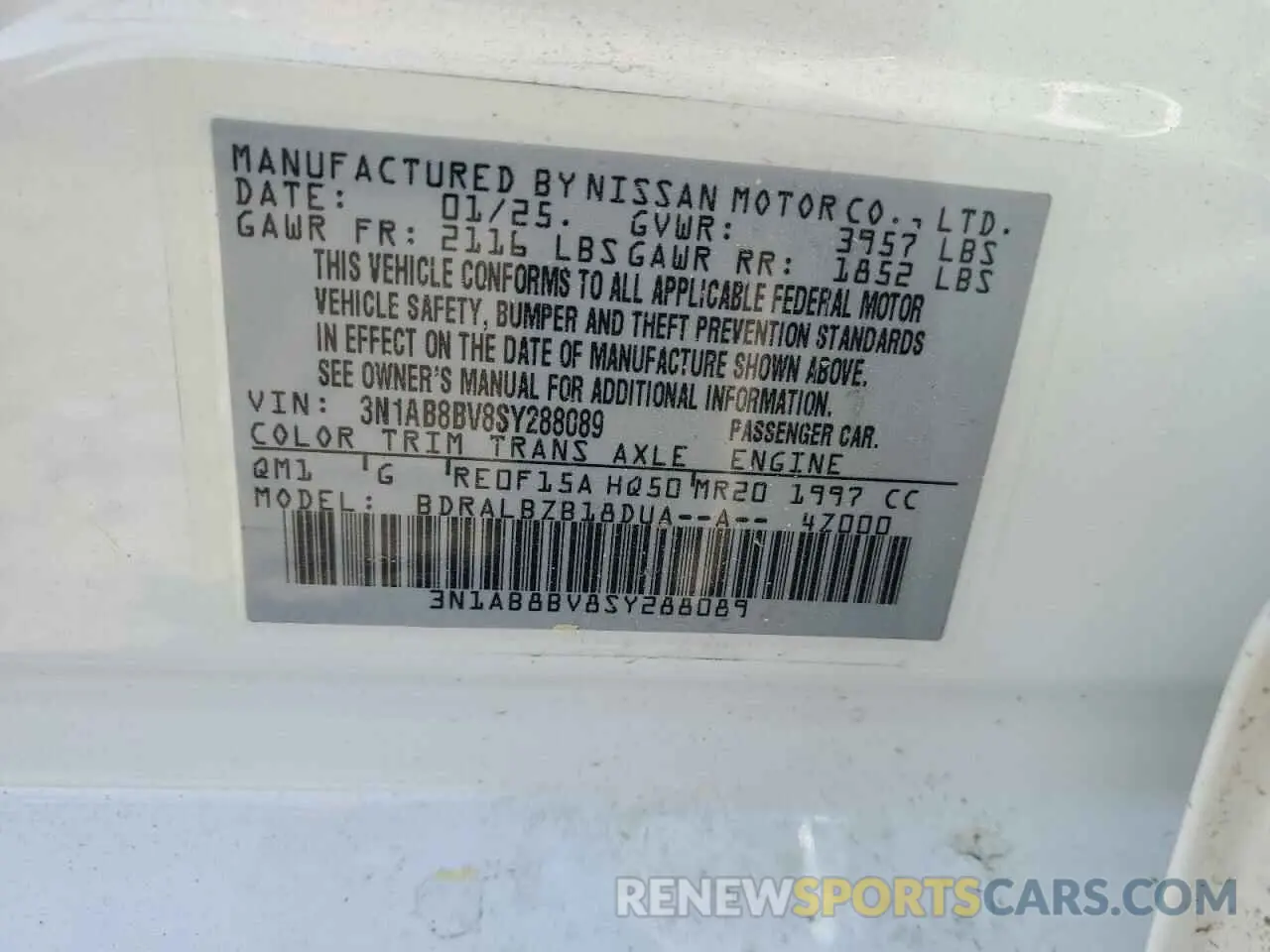 12 Photograph of a damaged car 3N1AB8BV8SY288089 NISSAN SENTRA 2025