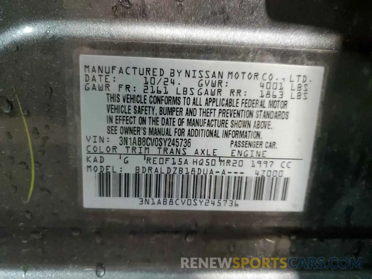 12 Фотография поврежденного автомобиля 3N1AB8CV0SY245736 NISSAN SENTRA 2025