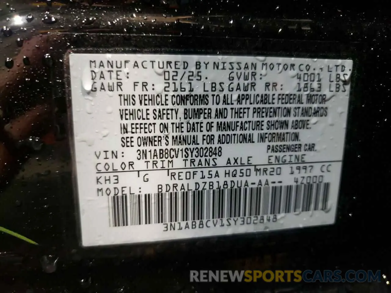 13 Photograph of a damaged car 3N1AB8CV1SY302848 NISSAN SENTRA 2025