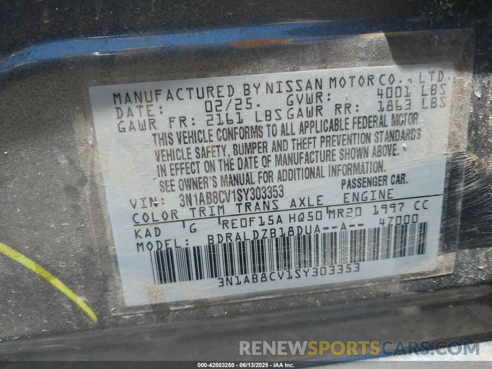 9 Photograph of a damaged car 3N1AB8CV1SY303353 NISSAN SENTRA 2025