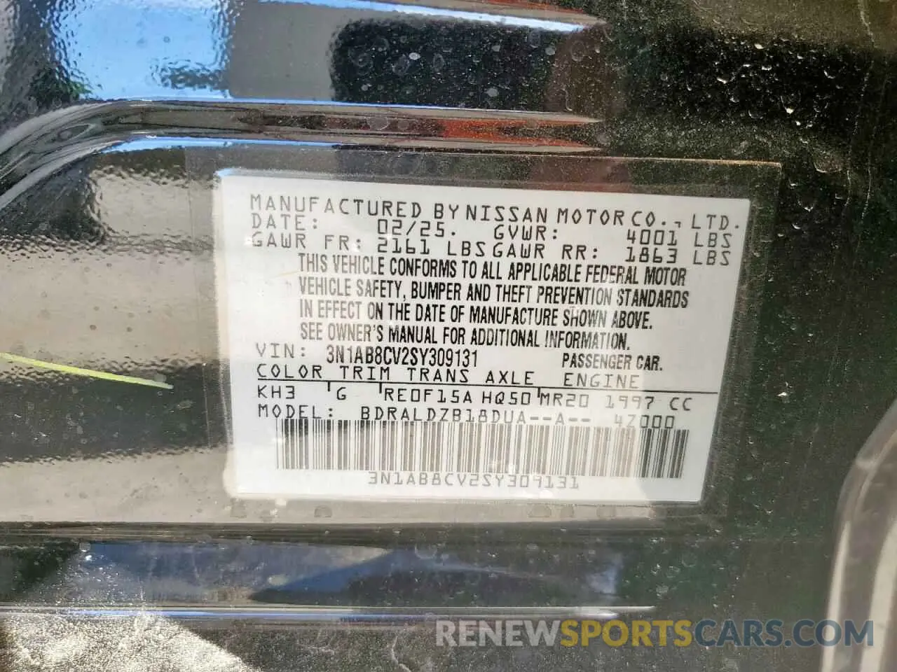 12 Photograph of a damaged car 3N1AB8CV2SY309131 NISSAN SENTRA 2025
