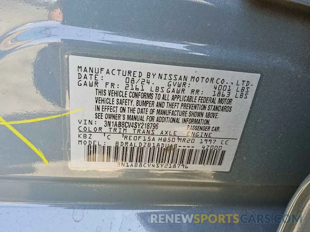 12 Photograph of a damaged car 3N1AB8CV4SY218796 NISSAN SENTRA 2025