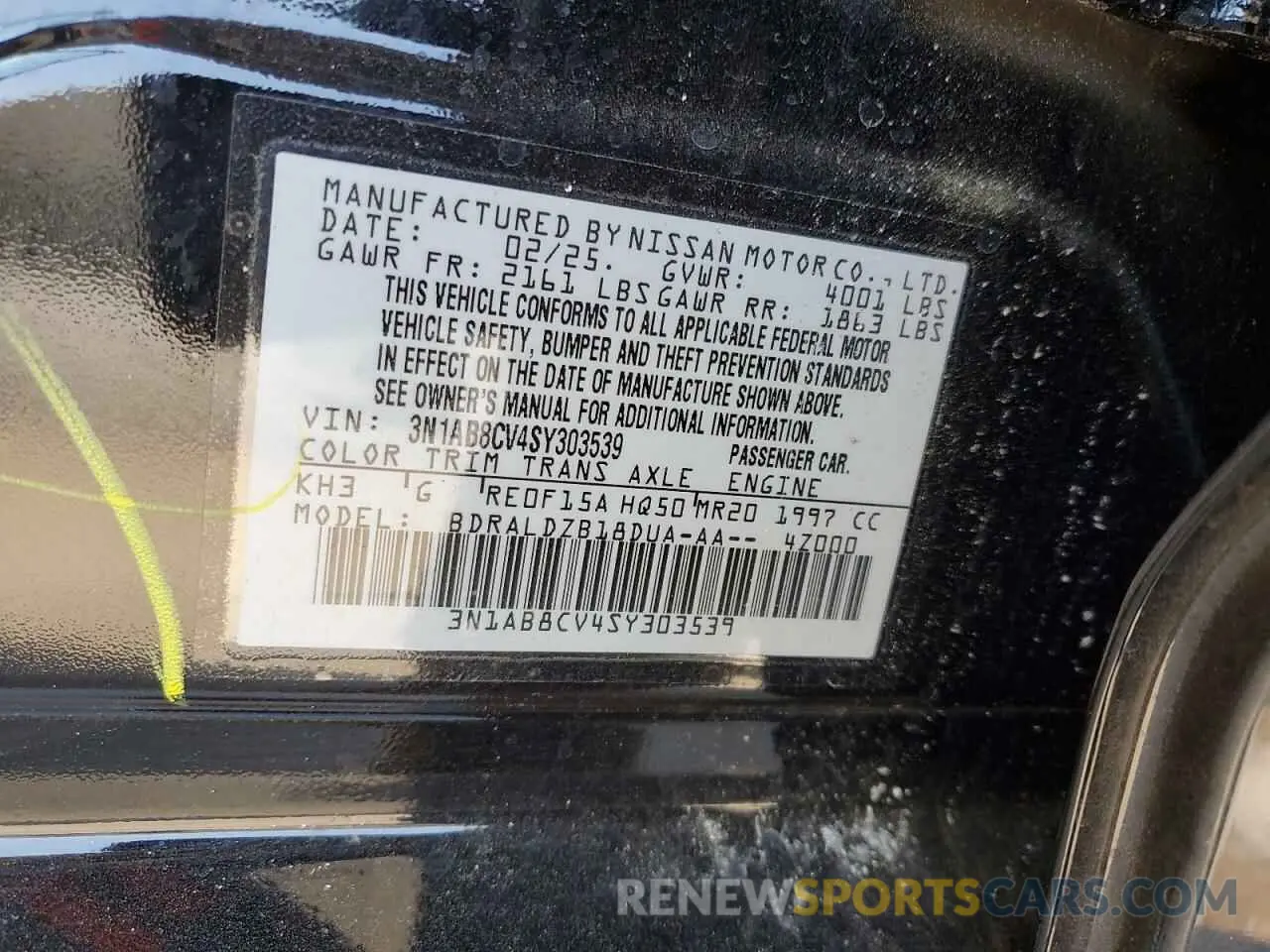 12 Фотография поврежденного автомобиля 3N1AB8CV4SY303539 NISSAN SENTRA 2025