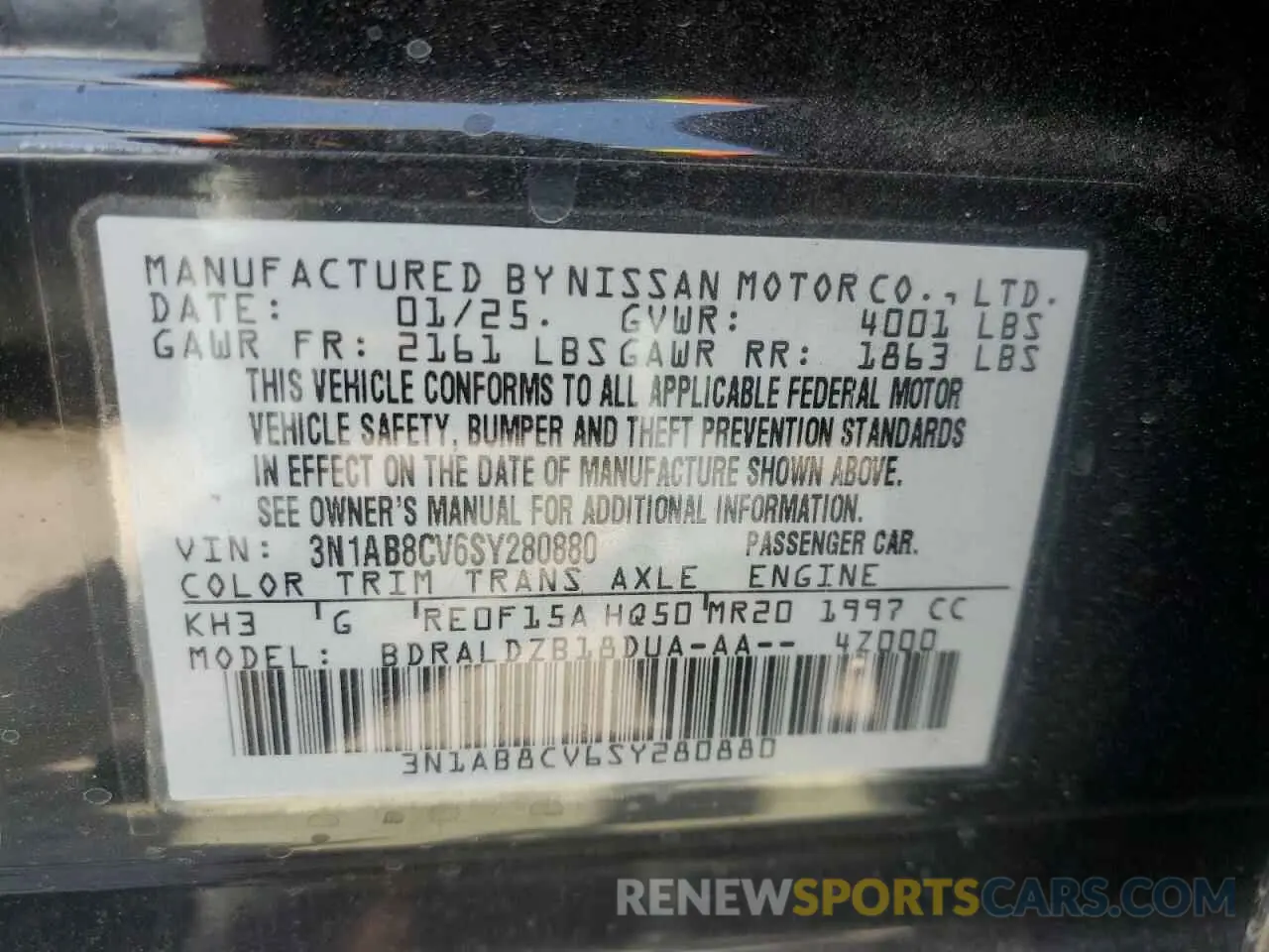 12 Фотография поврежденного автомобиля 3N1AB8CV6SY280880 NISSAN SENTRA 2025