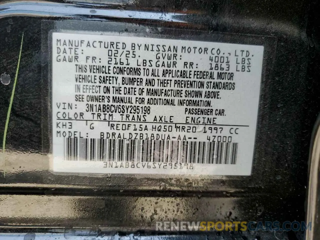 12 Photograph of a damaged car 3N1AB8CV6SY295198 NISSAN SENTRA 2025