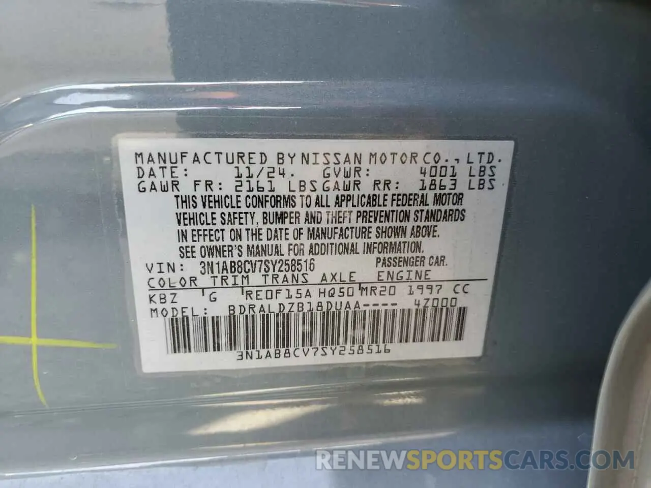 12 Фотография поврежденного автомобиля 3N1AB8CV7SY258516 NISSAN SENTRA 2025
