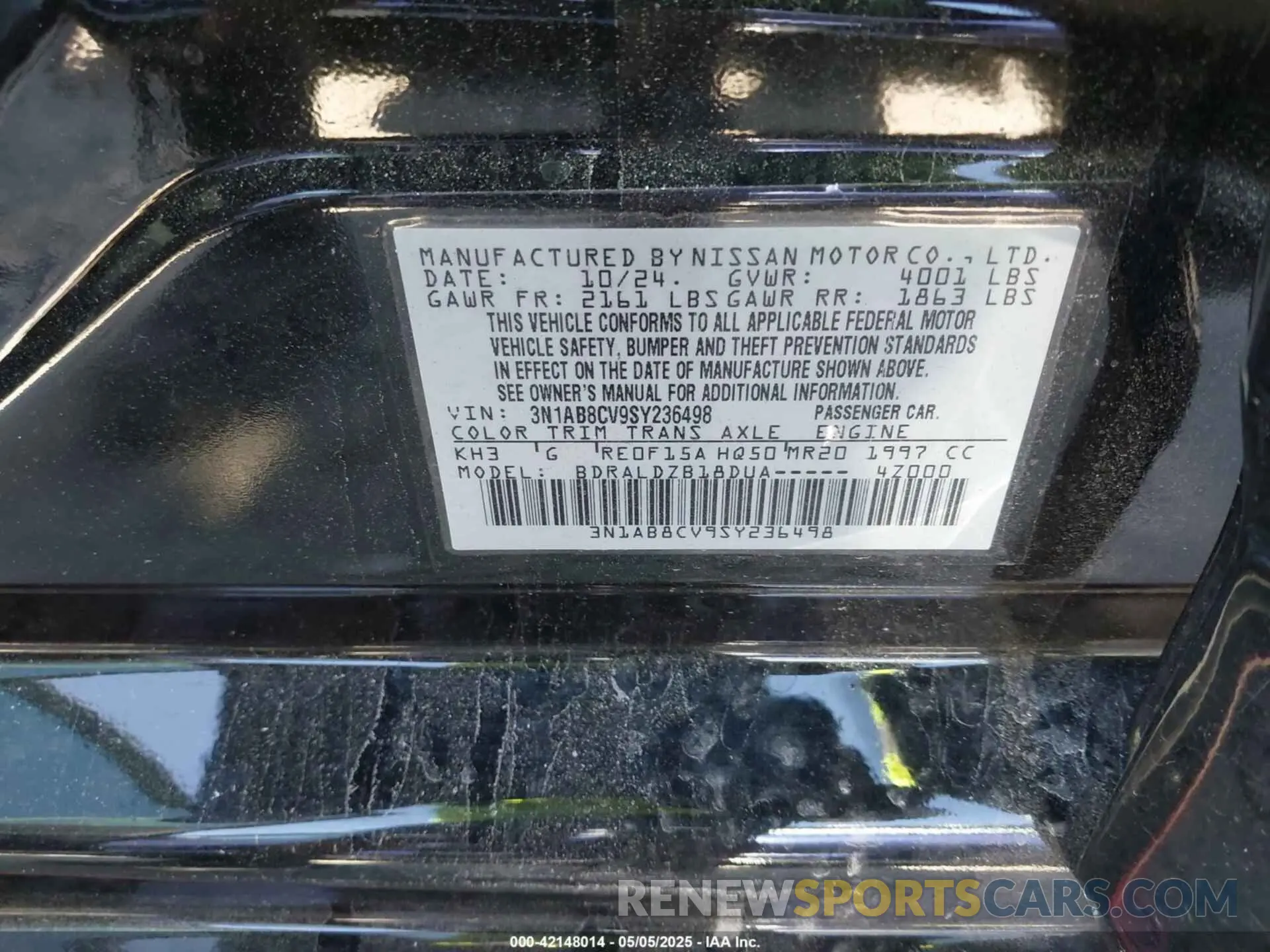 9 Фотография поврежденного автомобиля 3N1AB8CV9SY236498 NISSAN SENTRA 2025