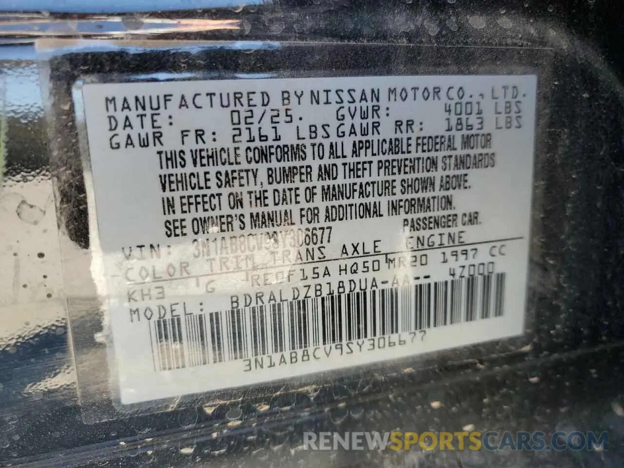 12 Фотография поврежденного автомобиля 3N1AB8CV9SY306677 NISSAN SENTRA 2025