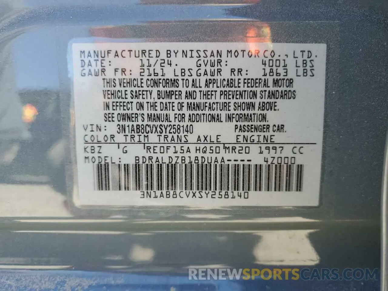 13 Фотография поврежденного автомобиля 3N1AB8CVXSY258140 NISSAN SENTRA 2025