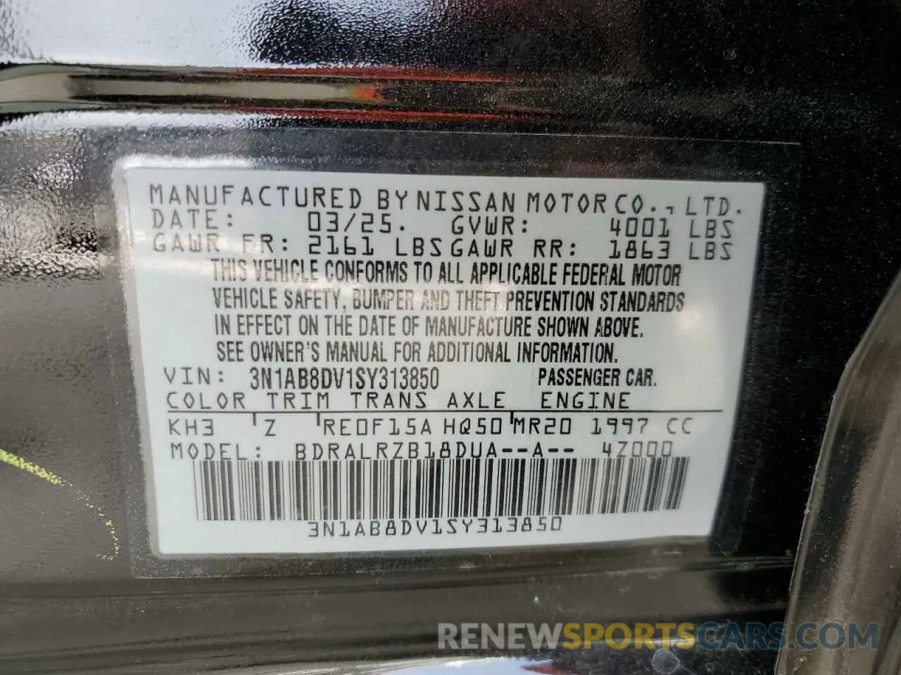 12 Photograph of a damaged car 3N1AB8DV1SY313850 NISSAN SENTRA 2025