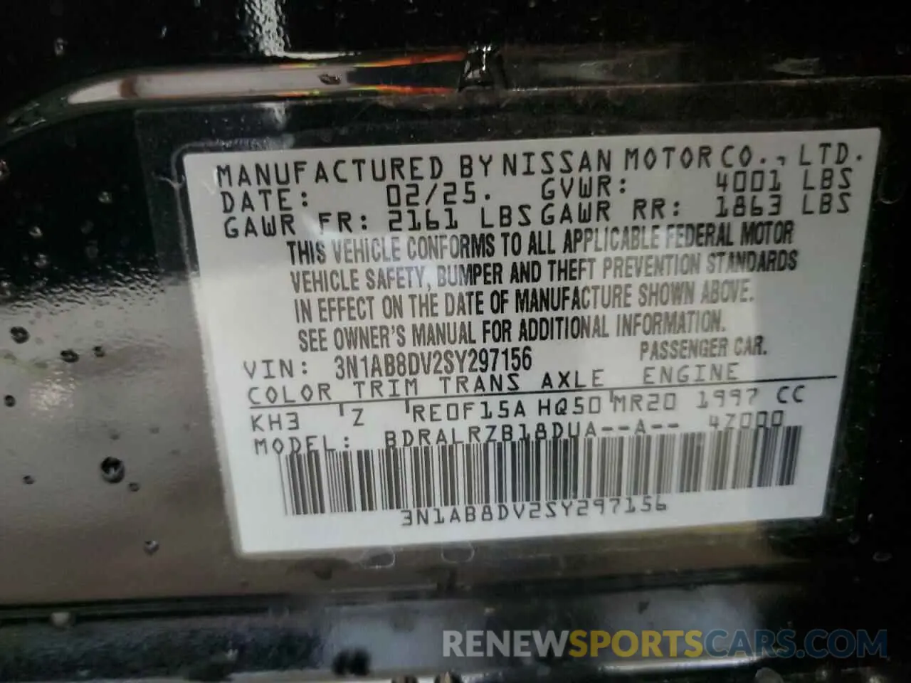 12 Фотография поврежденного автомобиля 3N1AB8DV2SY297156 NISSAN SENTRA 2025