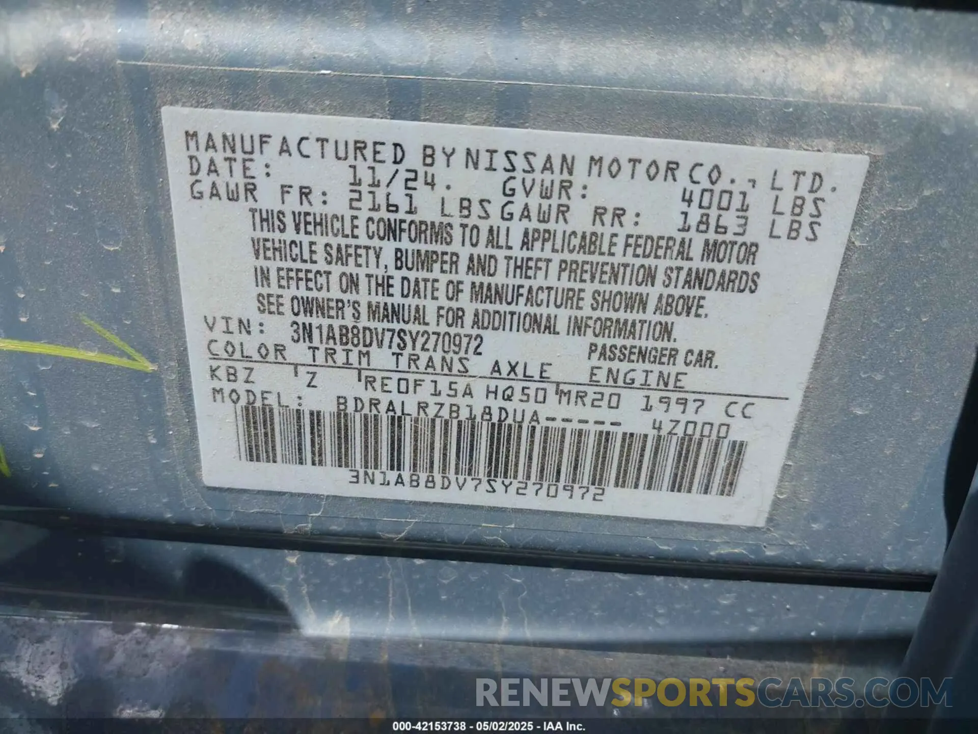 9 Photograph of a damaged car 3N1AB8DV7SY270972 NISSAN SENTRA 2025