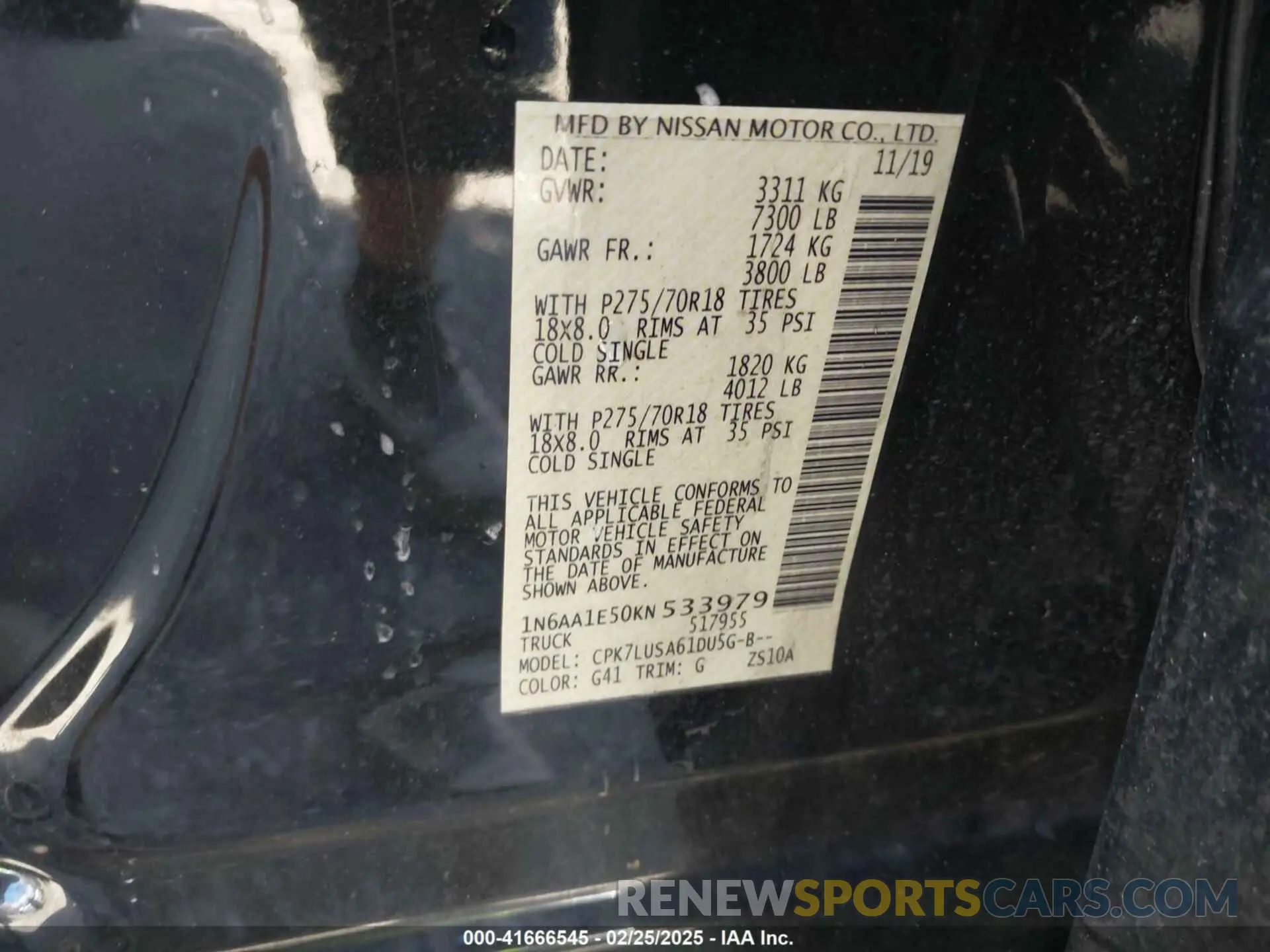 9 Фотография поврежденного автомобиля 1N6AA1E50KN533979 NISSAN TITAN 2019