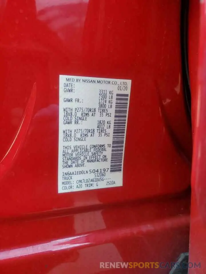 12 Фотография поврежденного автомобиля 1N6AA1ED0LN504197 NISSAN TITAN 2020