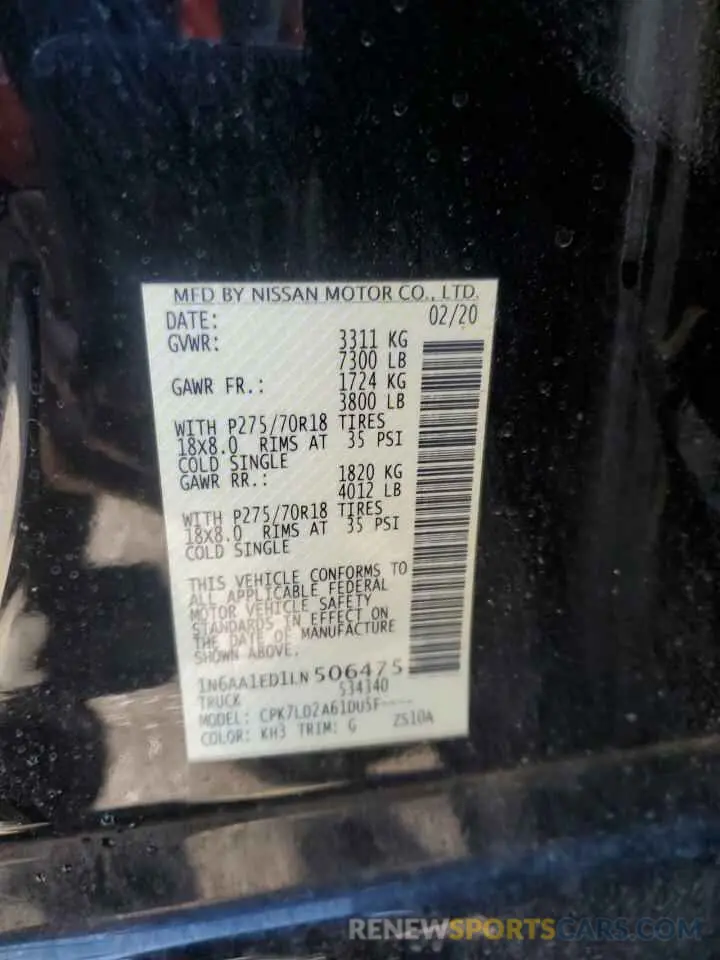 13 Фотография поврежденного автомобиля 1N6AA1ED1LN506475 NISSAN TITAN 2020