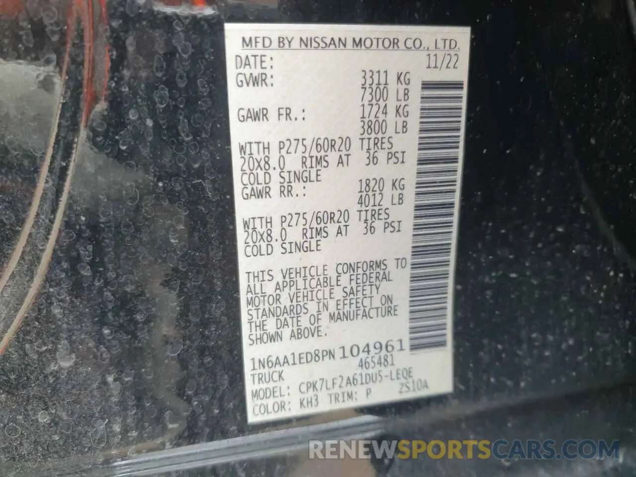 12 Photograph of a damaged car 1N6AA1ED8PN104961 NISSAN TITAN 2023
