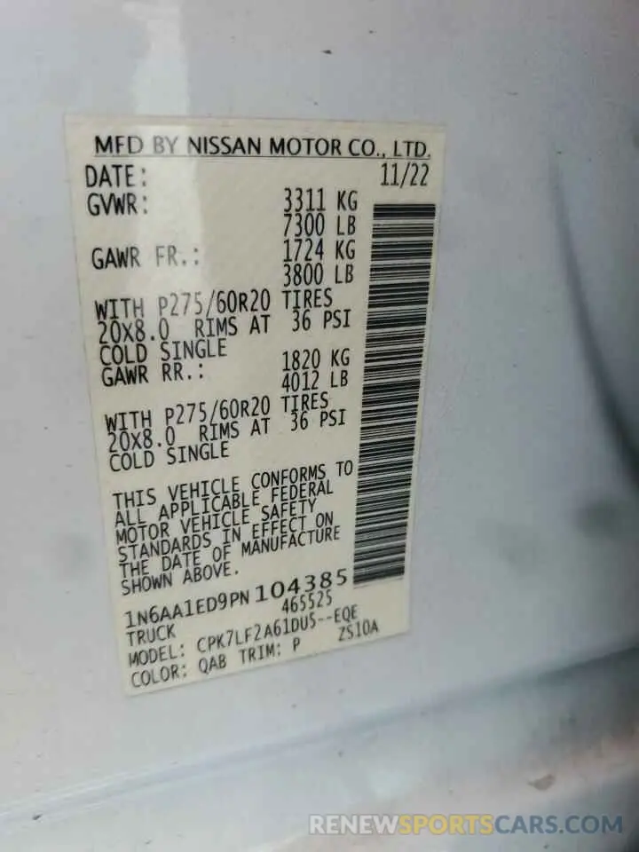 13 Фотография поврежденного автомобиля 1N6AA1ED9PN104385 NISSAN TITAN 2023