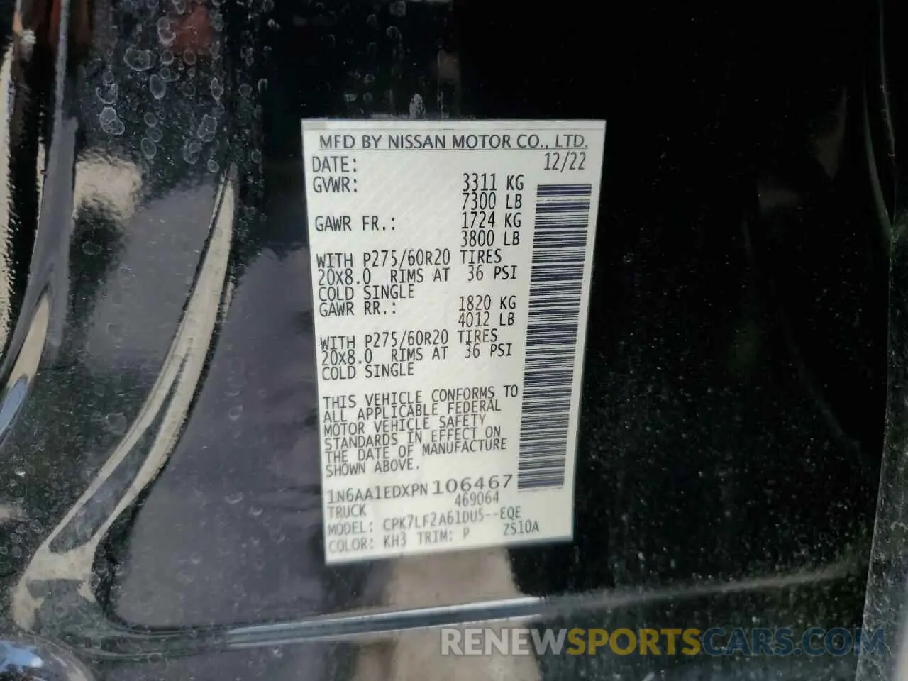 14 Photograph of a damaged car 1N6AA1EDXPN106467 NISSAN TITAN 2023
