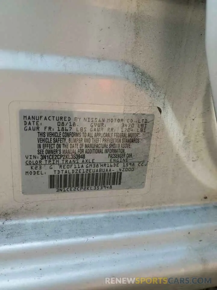 12 Photograph of a damaged car 3N1CE2CP2KL353948 NISSAN VERSA 2019