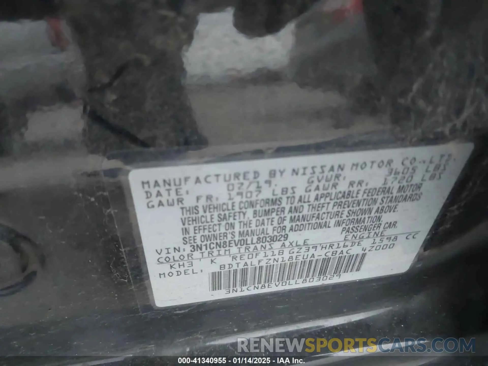 9 Photograph of a damaged car 3N1CN8EV0LL803029 NISSAN VERSA 2020