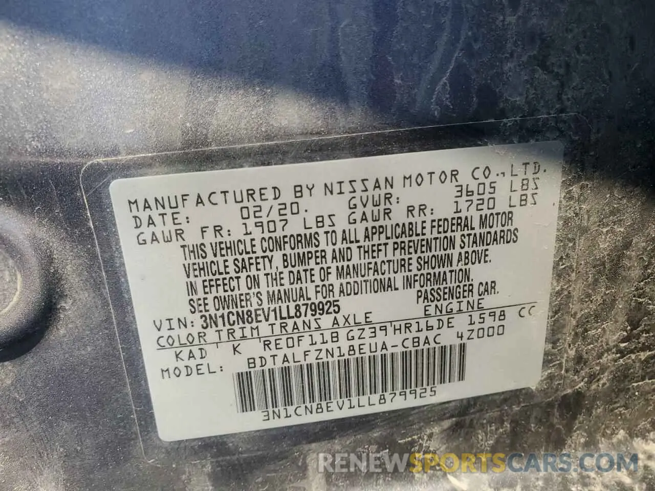 13 Фотография поврежденного автомобиля 3N1CN8EV1LL879925 NISSAN VERSA 2020