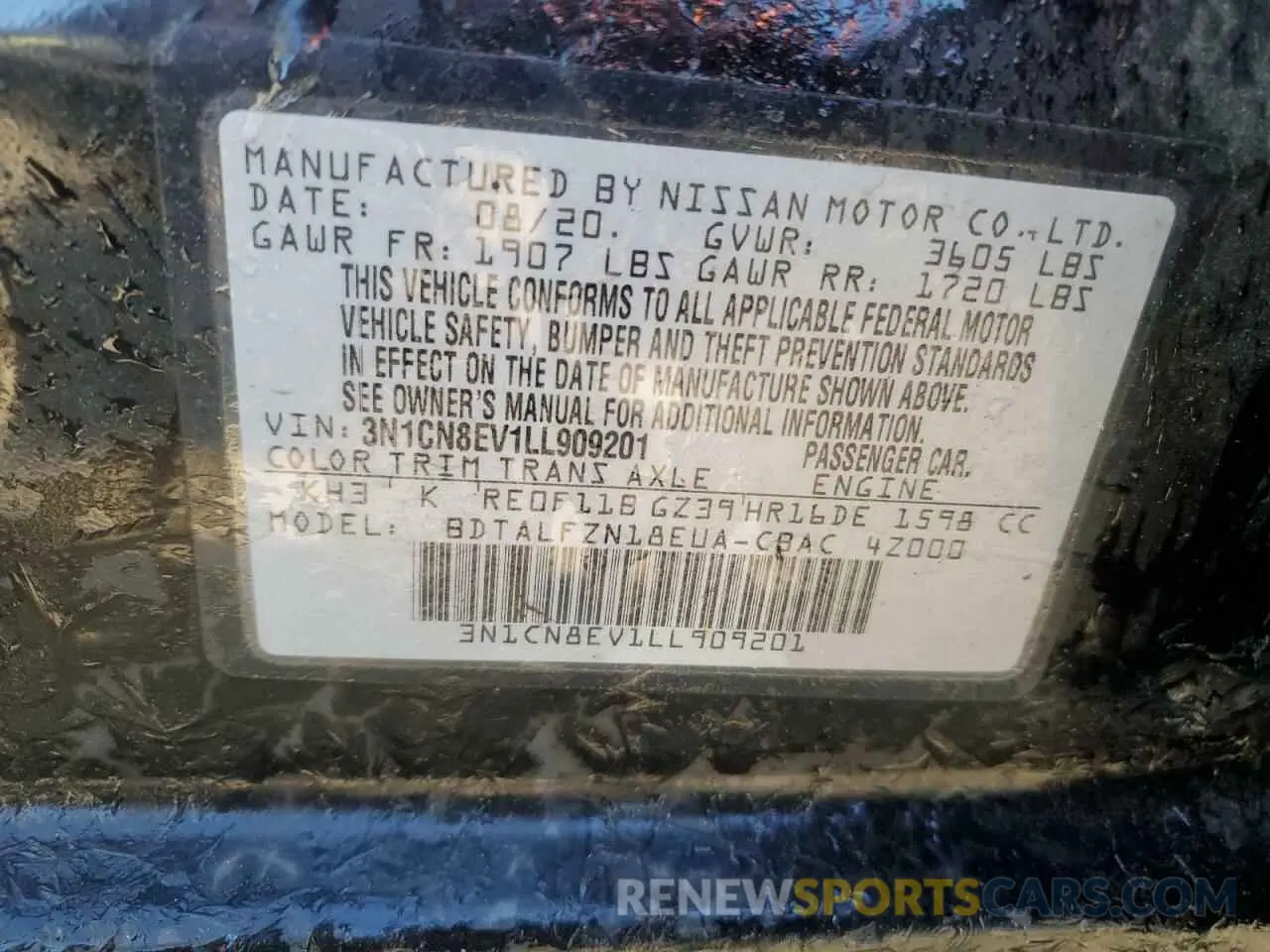 12 Фотография поврежденного автомобиля 3N1CN8EV1LL909201 NISSAN VERSA 2020