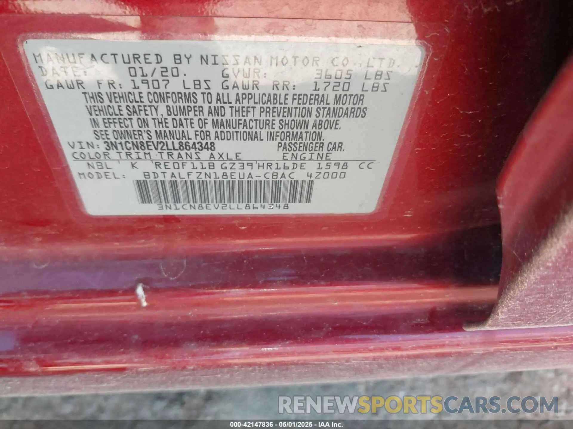 9 Photograph of a damaged car 3N1CN8EV2LL864348 NISSAN VERSA 2020