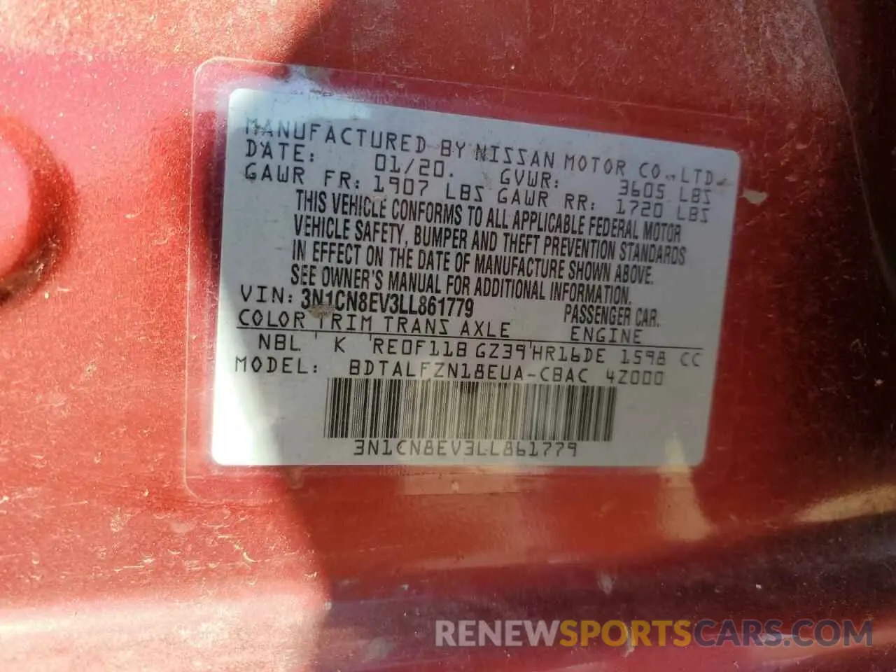 15 Фотография поврежденного автомобиля 3N1CN8EV3LL861779 NISSAN VERSA 2020