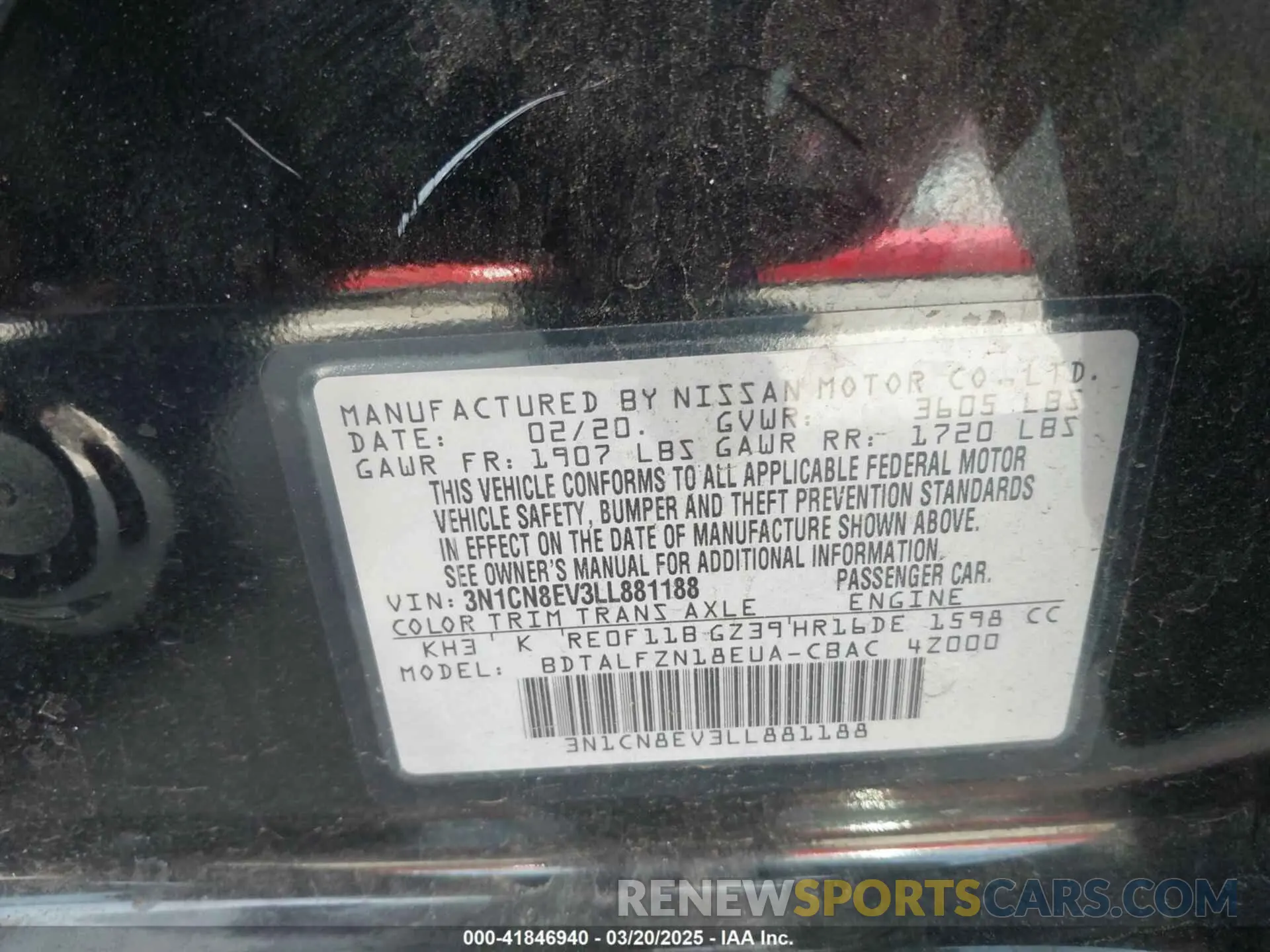 9 Фотография поврежденного автомобиля 3N1CN8EV3LL881188 NISSAN VERSA 2020