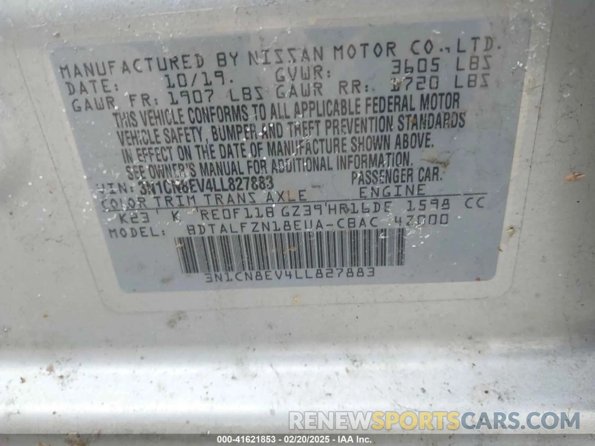 9 Фотография поврежденного автомобиля 3N1CN8EV4LL827883 NISSAN VERSA 2020