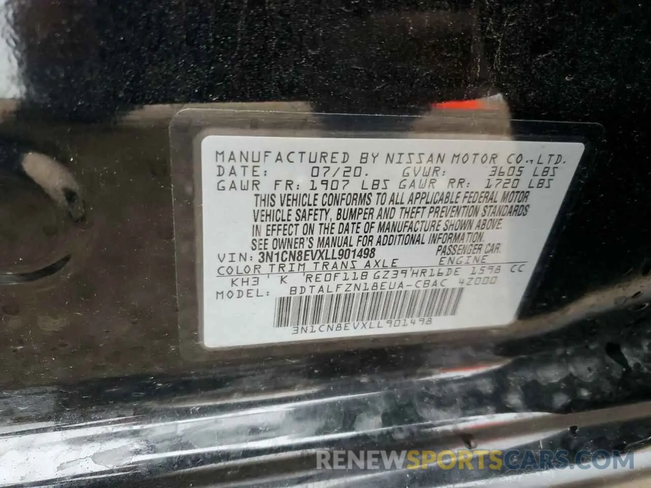 12 Фотография поврежденного автомобиля 3N1CN8EVXLL901498 NISSAN VERSA 2020