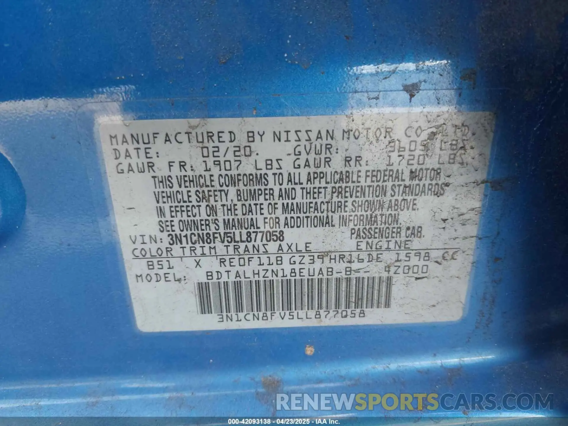 9 Photograph of a damaged car 3N1CN8FV5LL877058 NISSAN VERSA 2020