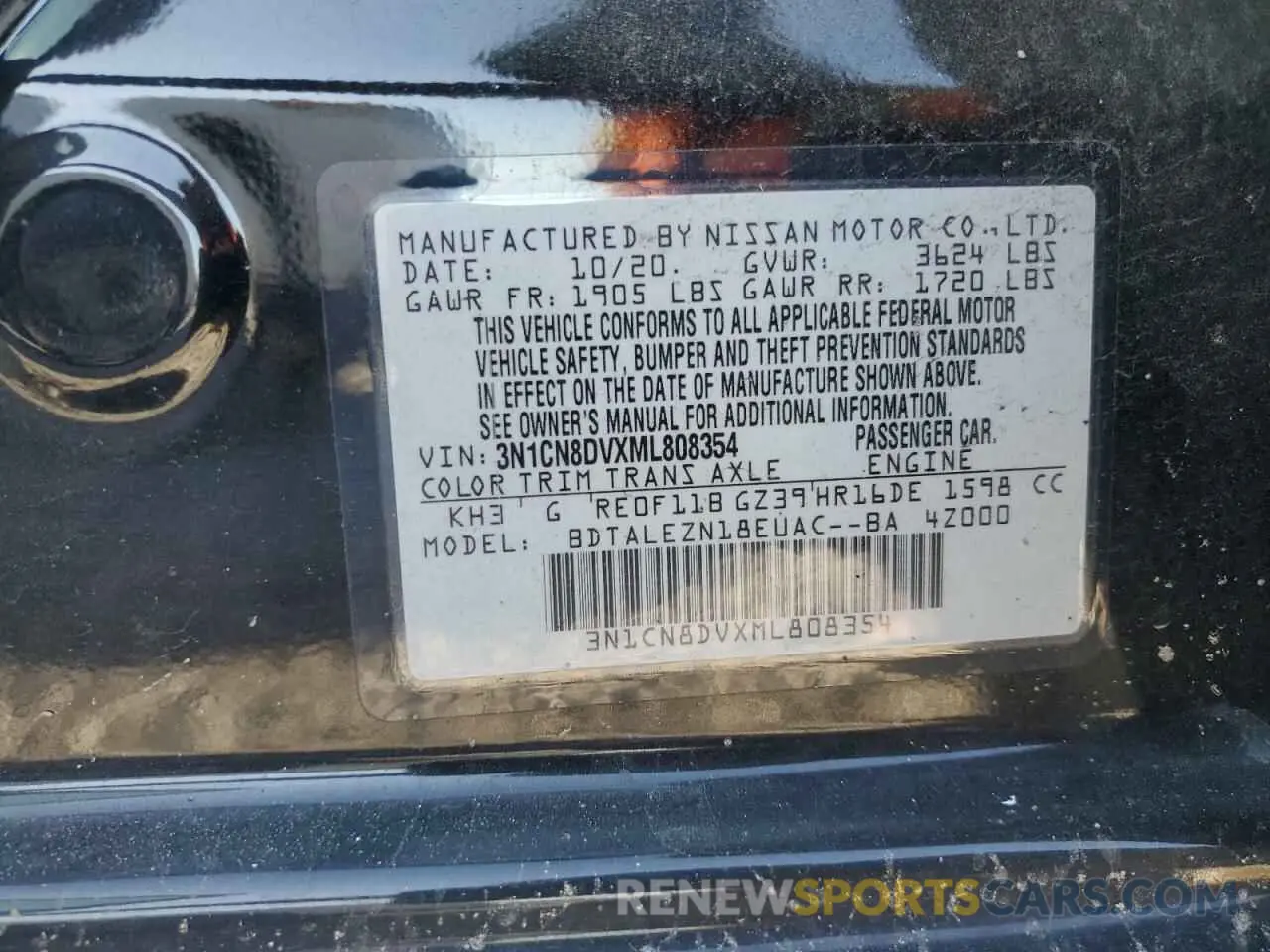 13 Photograph of a damaged car 3N1CN8DVXML808354 NISSAN VERSA 2021