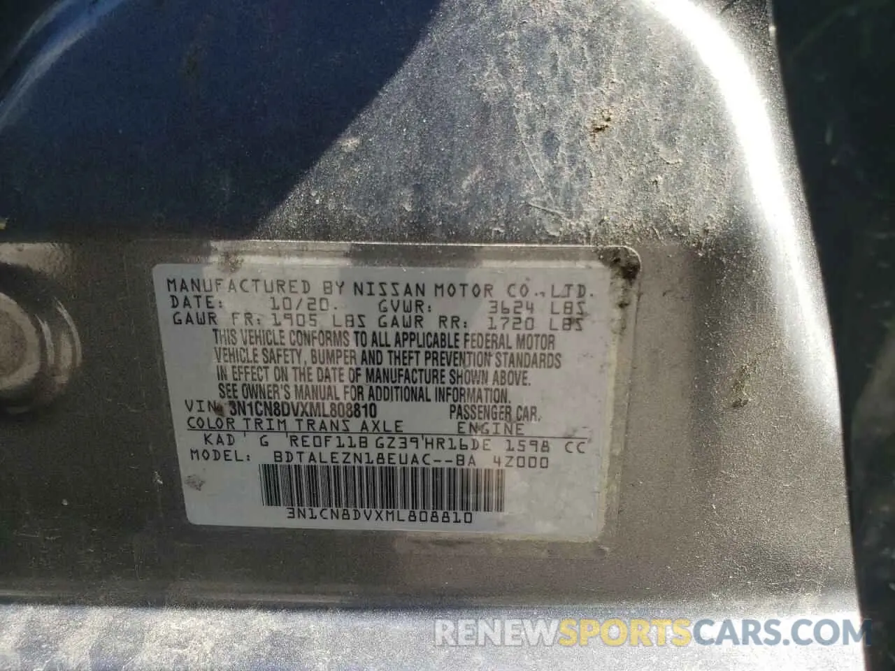 13 Photograph of a damaged car 3N1CN8DVXML808810 NISSAN VERSA 2021