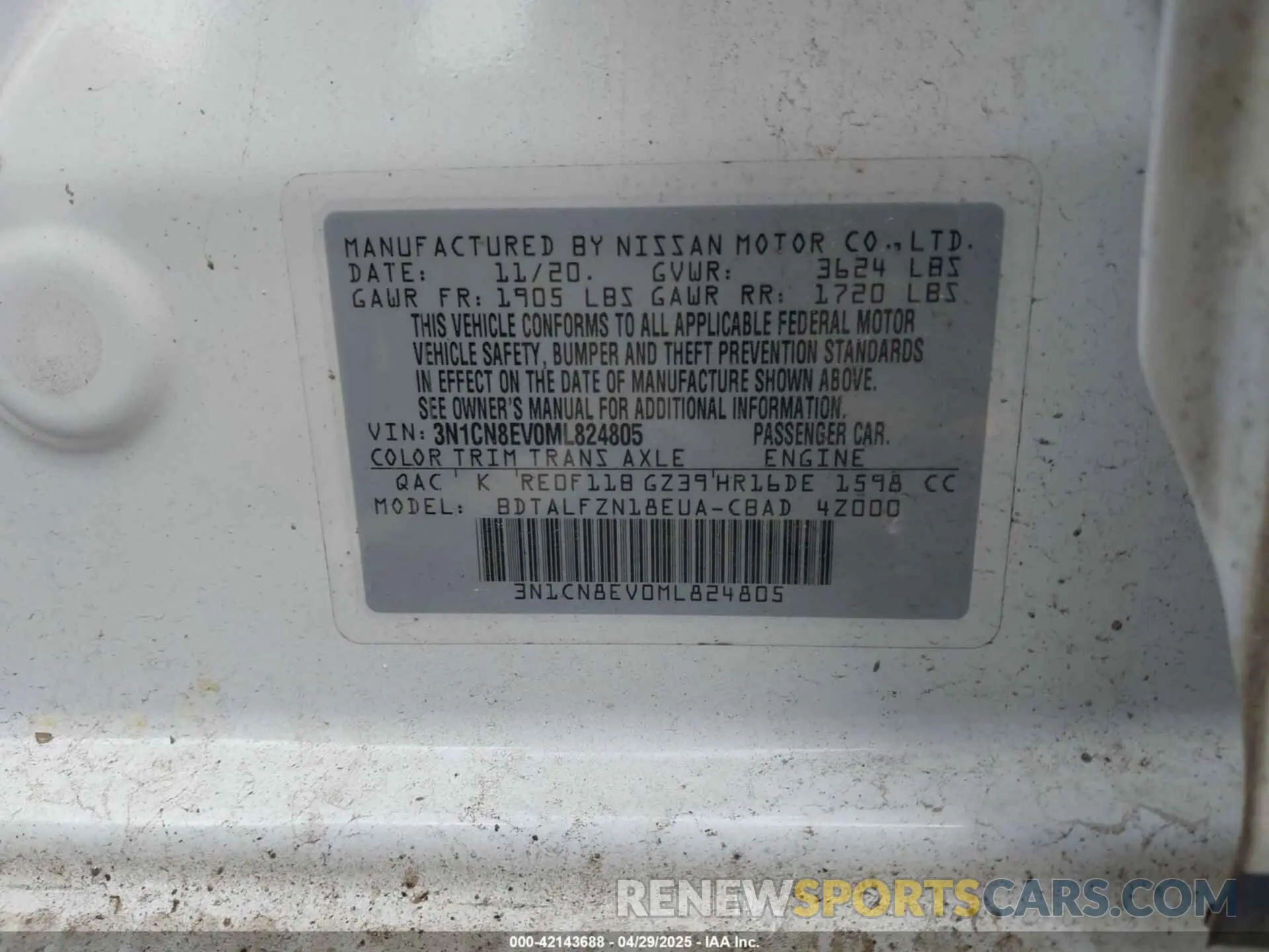 9 Photograph of a damaged car 3N1CN8EV0ML824805 NISSAN VERSA 2021