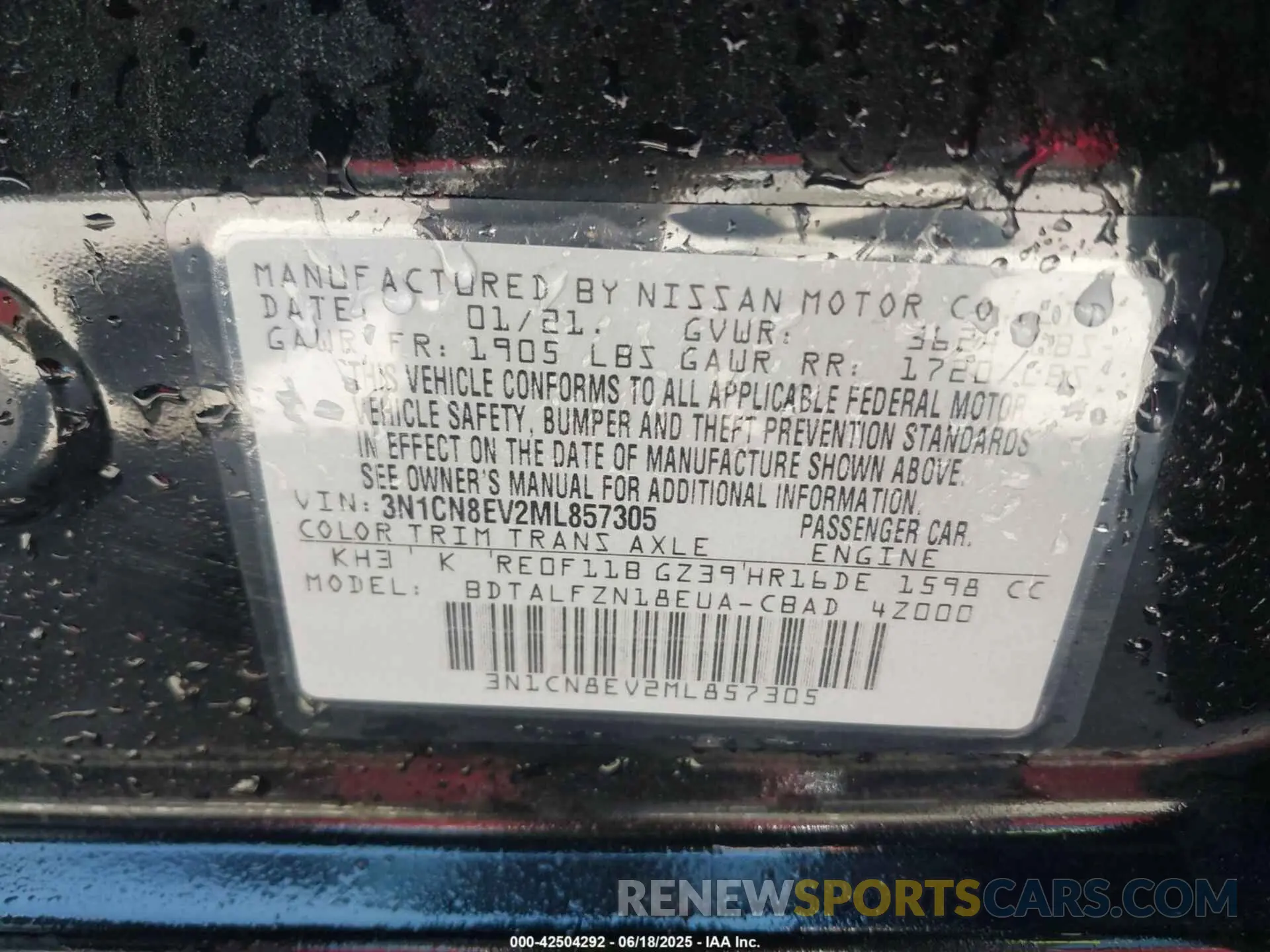 9 Фотография поврежденного автомобиля 3N1CN8EV2ML857305 NISSAN VERSA 2021