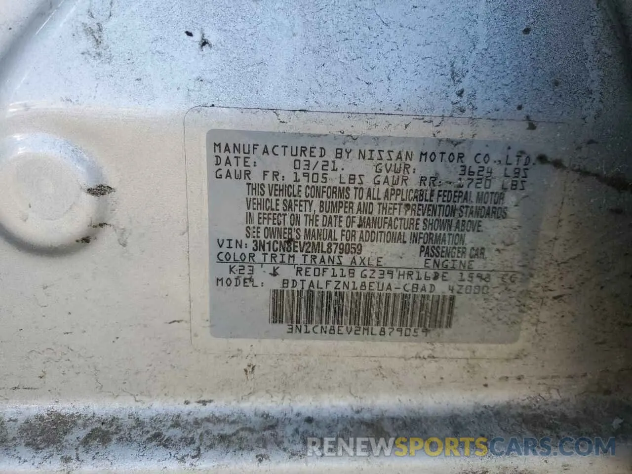 15 Фотография поврежденного автомобиля 3N1CN8EV2ML879059 NISSAN VERSA 2021