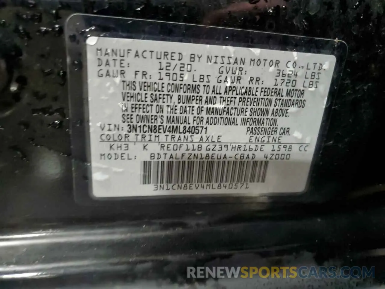 13 Фотография поврежденного автомобиля 3N1CN8EV4ML840571 NISSAN VERSA 2021