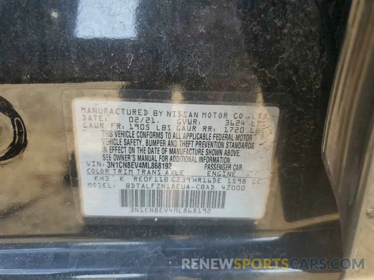 14 Фотография поврежденного автомобиля 3N1CN8EV4ML868192 NISSAN VERSA 2021
