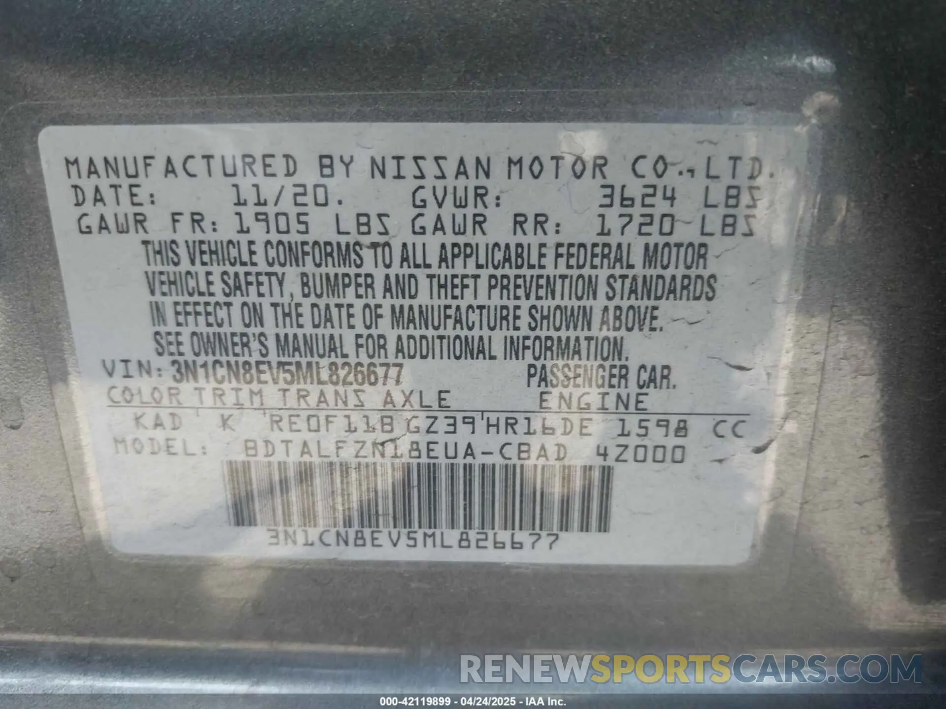 9 Photograph of a damaged car 3N1CN8EV5ML826677 NISSAN VERSA 2021