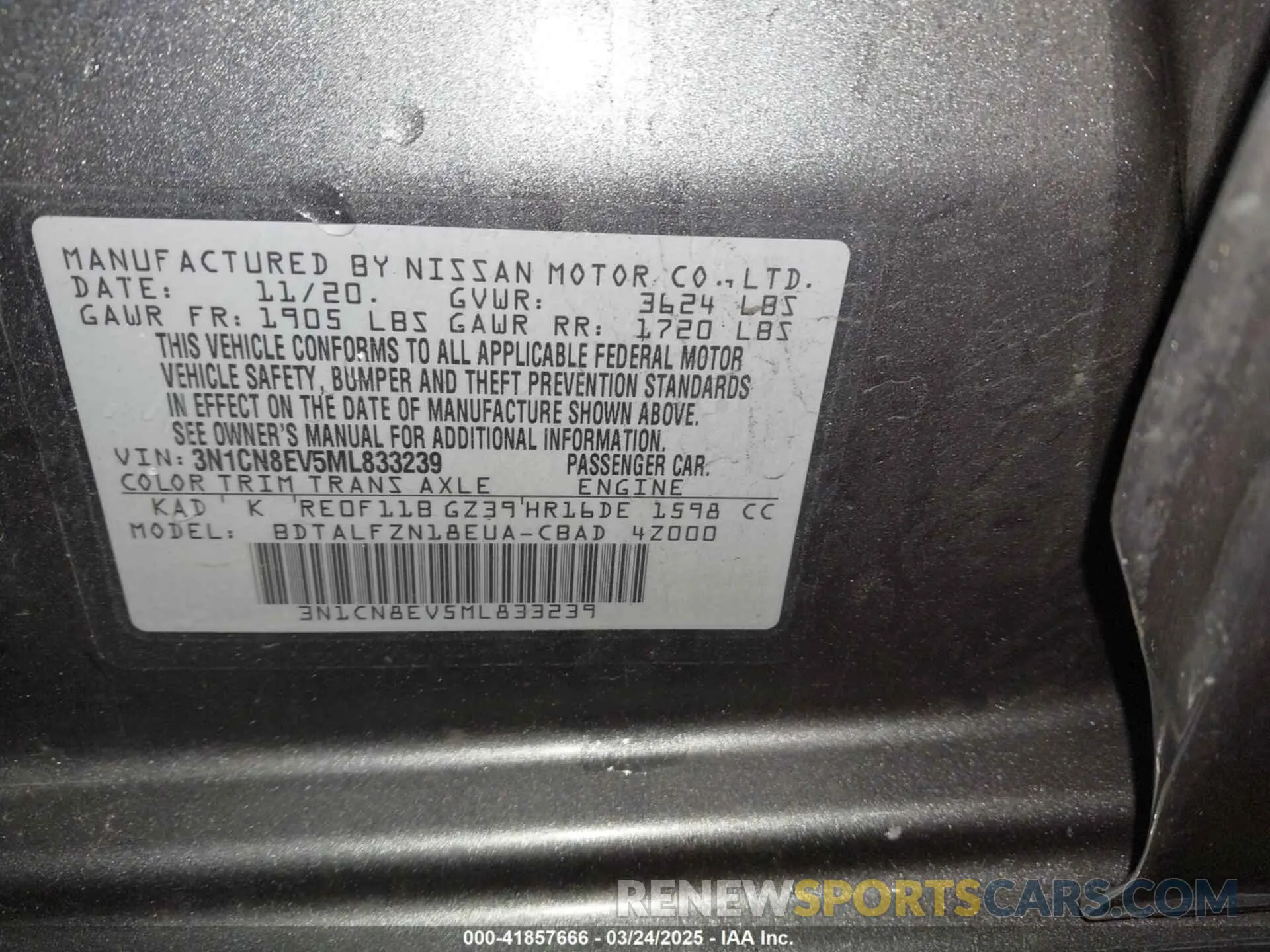 9 Фотография поврежденного автомобиля 3N1CN8EV5ML833239 NISSAN VERSA 2021