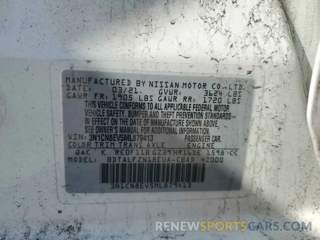 14 Фотография поврежденного автомобиля 3N1CN8EV5ML879413 NISSAN VERSA 2021