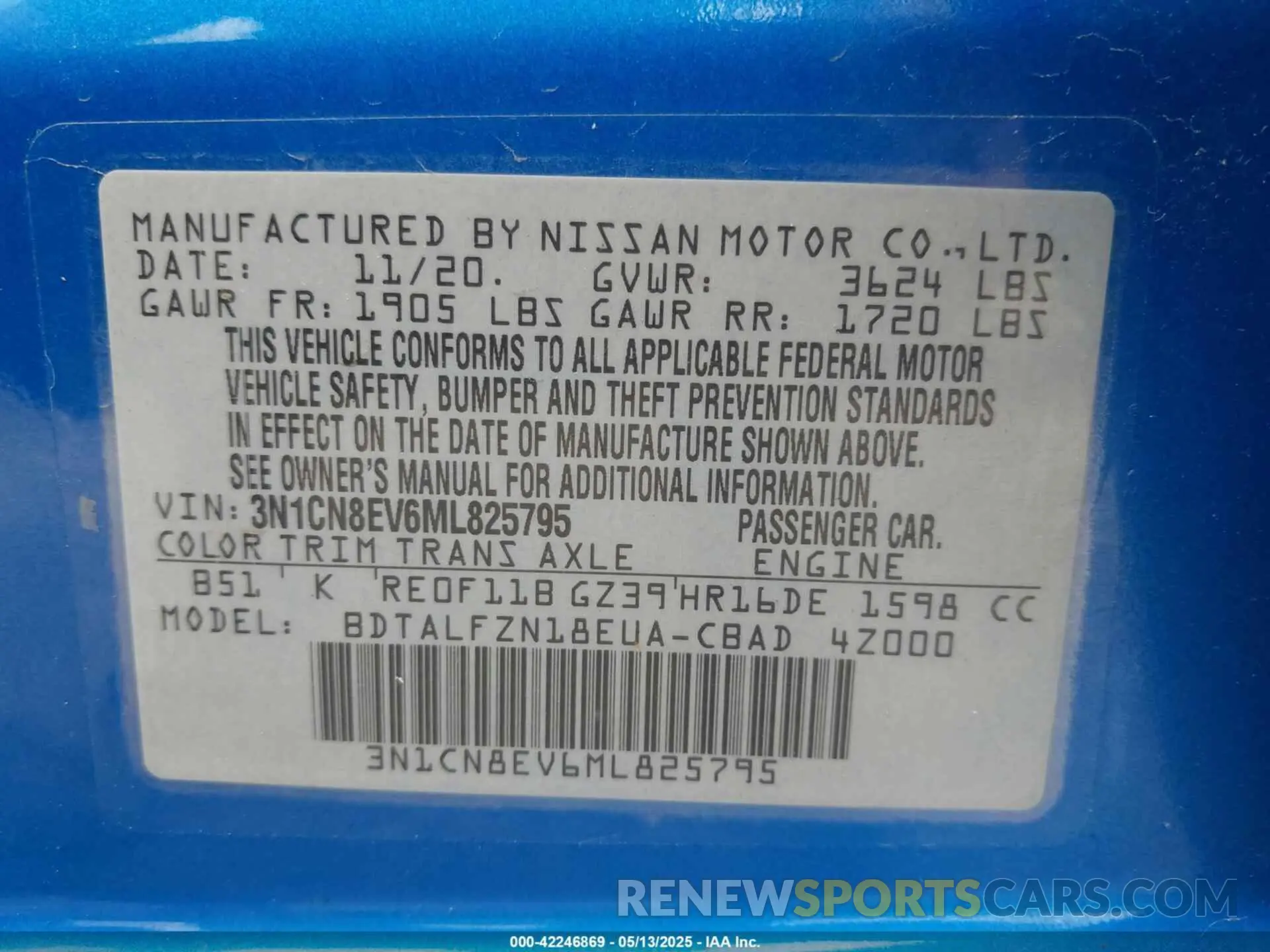 9 Photograph of a damaged car 3N1CN8EV6ML825795 NISSAN VERSA 2021